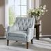 Wingback Chair - Birch Lane™ Anatonia 29.25" Wide Tufted Wingback Chair Polyester in Blue | 33.5 H x 29.25 W x 32.25 D in | Wayfair