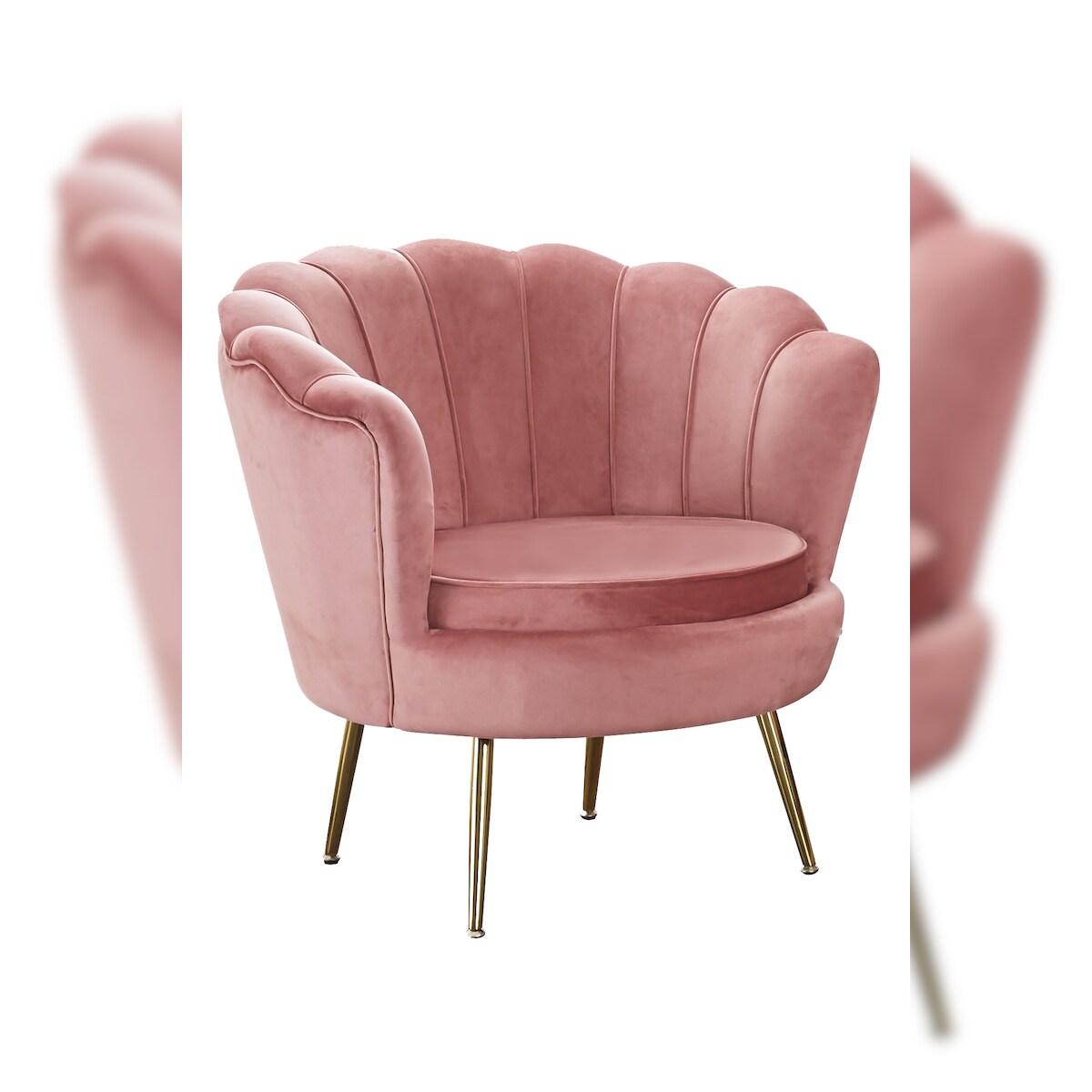 SalesFever Muschel-Sessel | Bezug Samt-Stoff | Gestell Metall goldfarben | B 78 x T 76 x H 78,5 cm | rose Image