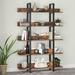 17 Stories Gillenwater 71.65" H x 47.42" W Steel Etagere Bookcase in Brown | 71.65 H x 47.42 W x 11.81 D in | Wayfair