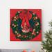 The Holiday Aisle® Santa Wreath I - Wrapped Canvas Graphic Art Print Canvas, Solid Wood in Green/Red | 24 H x 24 W x 1 D in | Wayfair