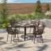 Brayden Studio® Rabia 5 Piece Outdoor Dining Set Glass/Metal in Brown | 28.3 H x 47.25 W x 47.25 D in | Wayfair 95C2573EEA734765B0F9F1C325AC150B