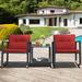 Winston Porter Ehrenberg 3 Piece Rattan Seating Group w/ Cushions Synthetic Wicker/All - Weather Wicker/Wicker/Rattan in Red | Outdoor Furniture | Wayfair