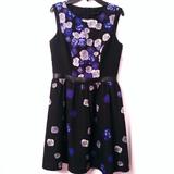 Anthropologie Dresses | Eric+Lani Size S Black And Blue Rose Pattern Dress | Color: Black/Blue | Size: S