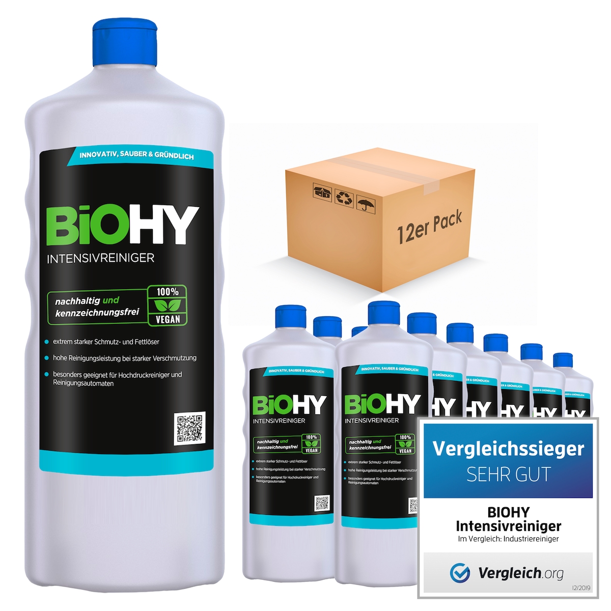 BiOHY Intensivreiniger Universal (12x1l Flasche) | Hochleistungs-INDUSTRIEREINIGER | Grundreiniger ideal für Hochdruckreiniger, schaumarm Image
