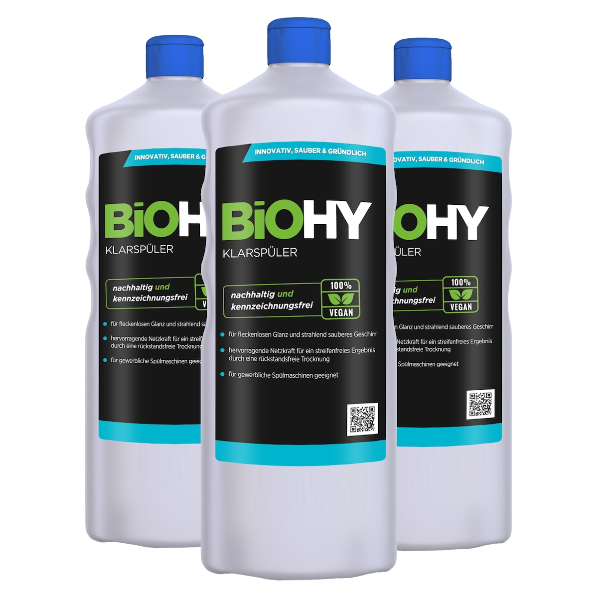 BiOHY Klarspüler (3x1l Flasche) | Ökologisches Hochkonzentrat | Geeignet für alle Spülmaschinen, für unschlagbaren Glanz auf Gläsern & Geschirr Image