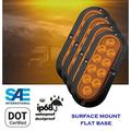 Set of 4 Pcs Amber Yellow 6 Oval LED Light Waterproof Surface Mount Turn Tail Signal Parking for Truck Trailer Tractor Jeep RV Flat Base DOT SAE Approved