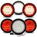 4 Red + 2 White 4 Round 24 LED Trailer Tail Light Kit [DOT Certified] [Grommets & Plugs Included] [IP67 Waterproof] Stop Brake Turn Reverse Back Up Trailer Lights For RV Truck Jeep