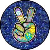 Tire Cover Central Peace Sign Hand Earth Black Vinyl(Select Size/Camera in Menu) 245/75r17 Center Camera