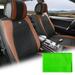 FH Group Brown Black Leatherette Front Bucket Seat Cushion Covers for Auto Car SUV Truck Van with Green Dash Mat Combo