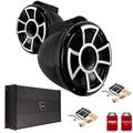 Wet Sounds REV10B-X 10 Black Tower Speakers with X-Mounts & SYN-DX2.3 1200 Watt Amplifier