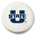 Holland Bar Stool HBS Utah State Tire Cover with Aggies Logo on White Vinyl