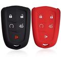 2pcs Dobrev 5 Buttons Silicone Case Protector Key Fob Cover Smart Car Remote Holder for Cadillac XT 5 ATS CT6 XTS SRX CTS ATS-L Escalade CTS 2016 2017 (Black and red)