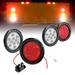 2 Red + 2 White 4 Round LED Trailer Tail Light Kit [DOT Certified] [Grommets & Plugs Included] [IP67 Waterproof] Stop Brake Turn Reverse Back Up Trailer Lights For RV Truck Jeep