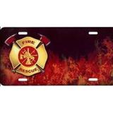 Fire Rescue w/ Flames Offset Airbrush License Plate Free Names on Air Brush