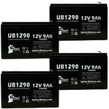 4x Pack - APC BACK-UPS 1500 BX1500-PCN Battery Replacement - UB1290 Universal Sealed Lead Acid Battery (12V 9Ah 9000mAh F1 Terminal AGM SLA) - Includes 8 F1 to F2 Terminal Adapters