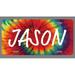 Jason Name Tie Dye Style License Plate Tag Vanity Novelty Metal | UV Printed Metal | 6-Inches By 12-Inches | Car Truck RV Trailer Wall Shop Man Cave | NP1736