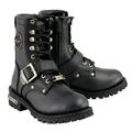 Milwaukee Leather MBL201 Women s Black Leather Lace-Up Motorcycle Rider Boots w/ Buckles 8