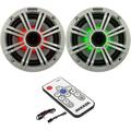 1 Pair (2 Speakers Total) of Kicker 6.5 OEM Replacement 195W Marine Coaxial 2-Way Speakers (White Grilles) w/ Color Changing LED Capability LED Lighting Remote Controller