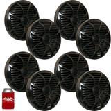 Wet Sounds Bundle: Four pairs of SW-650-B Black Grill 6.5 Marine Speakers 100 Watts RMS Each