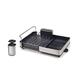 Joseph Joseph Rethink Your Sink - 2-piece Sink Organisation Set, Stainless Steel, Extendable Dish Drainer Rack with Draining Spout and Chopping Board Rail, includes Hygienic Soap Dispenser