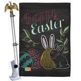 Breeze Decor Colorful Easter Eggs 2-Sided Polyester 40" x 28" Flag Set in Black | 40 H x 28 W x 4 D in | Wayfair BD-EA-HS-103054-IP-BO-02-D-US16-BD