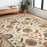 White 42 x 0.5 in Area Rug - Lark Manor™ Norge Floral Hand Hooked Wool Beige/Brown Area Rug Wool | 42 W x 0.5 D in | Wayfair