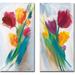 Red Barrel Studio® Bright Tulip Bunch I & II by Karen Lorena Parker - 2 Piece Wrapped Canvas Painting Print Set Canvas in Blue/Green/Red | Wayfair