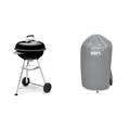 Weber 1221004 Holzkohlegrill Compact Kettle, Durchmesser 47 cm, Schwarz, Kugelgrill + Grill-Abdeckhaube Holzkohlegrills mit einem Durchmesser von 47cm, grau