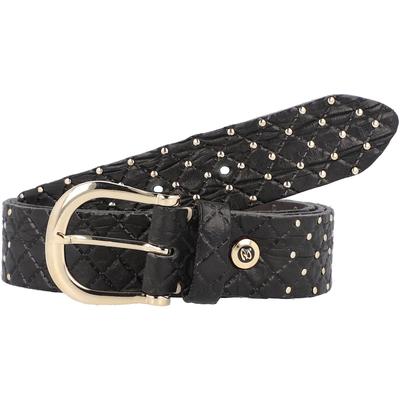 b.belt Lina Gold Nietengürtel Leder (schwarz schwarz) 75 cm Schwarz Damen
