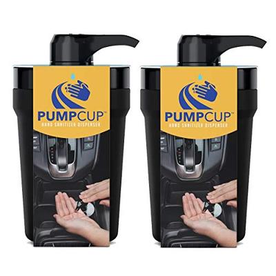 2 Pack, Black PumpCup Portable Hand Sanitizer Dispenser for Car Cup Holders 