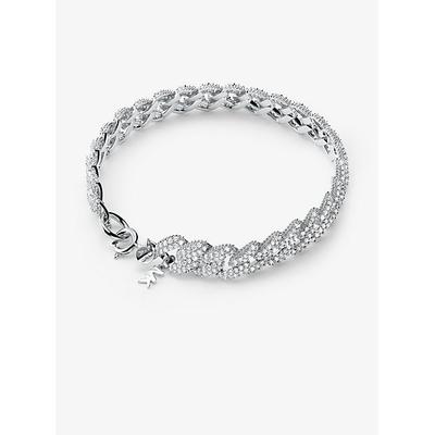 Michael Kors Precious Metal-Plated Sterling Silver Pavé Curb Link Bracelet Silver One Size