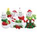 The Holiday Aisle® Snowman Family of 4 Hanging Figurine Ornament Plastic in Green/Red | 3.25 H x 5 W x 0.5 D in | Wayfair