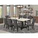 Winston Porter Collyer 9 - Piece Rubberwood Solid Wood Dining Set Wood/Upholstered in White/Black/Brown | Wayfair 663A9F179D42449FA8E97EBA5D9FAA56