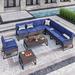 Winston Porter Cleona 10 Piece Sectional Seating Group w/ Cushions Metal in Black/Brown | 27.6 H x 87.3 W x 25.2 D in | Outdoor Furniture | Wayfair