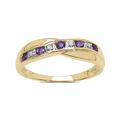 The Diamond Ring Collection: 9ct Gold 0.25ct Amethyst & Diamond Channel Set Crossover Eternity Ring Valentines Day (SIZE V)