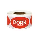 1.75 x 1 Pork Stickers Labels for Food Packaging Food Labeling Butchers etc. (1 Roll / Red)