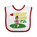 Inktastic Silly Boys Golf is for Girls with Dark Haired Golfer Boys or Girls Baby Bib