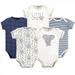 Touched by Nature Baby Boy Organic Cotton Bodysuits 5pk Elephant 0-3 Months
