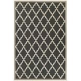 Couristan 5.8 x 9.1 Black and Ivory Moroccan Rectangular Outdoor Area Throw Rug