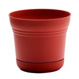 Bloem 7-in Saturn Round Resin Planter with Saucer - Burnt Red