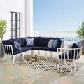 Modway Riverside 6 Piece Outdoor Patio Aluminum Set in White Navy