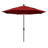 California Umbrella 11 ft. Fiberglass Market Umbrella Collar Tilt DV - Matted Black-Sunbrella-Jockey Red