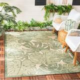 SAFAVIEH Courtyard Robena Distressed Leaf Indoor/Outdoor Area Rug Beige/Green 8 x 11