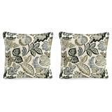 Jordan Manufacturing 18 x 18 Dailey Pewter Multicolor Paisley Beige Striped Square Outdoor Throw Pillows (2 Pack)