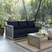 Modway Aura Outdoor Patio Wicker Rattan Sofa in Gray Navy