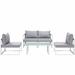 Fortuna 5 Piece Outdoor Patio Sectional Sofa Set White Gray