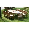 Teak Dining Set:12 Seater 13 Pc - 117 Double Extension Oval Table 12 Giva Arm / Captain Chairs Outdoor Patio Grade-A Teak Wood WholesaleTeak #WMDSGV10