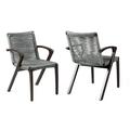 Brielle Outdoor Patio Gray Rope Arm Chair in Earth Finish - Set of 2