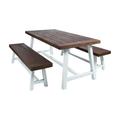Angelina Outdoor 3 Piece Finished Acacia Wood Picnic Set with Metal Finish Frame
