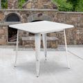 Flash Furniture Commercial Grade 31.5 Square White Metal Indoor-Outdoor Table